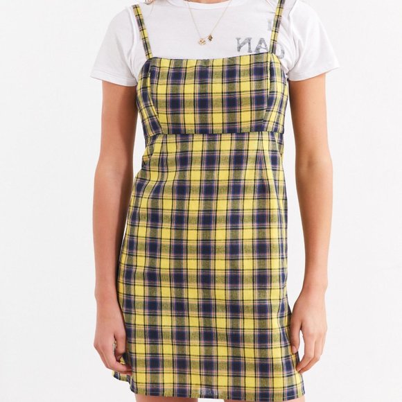 Urban Outfitters Yellow Plaid Dress Size M - Picture 8 of 10